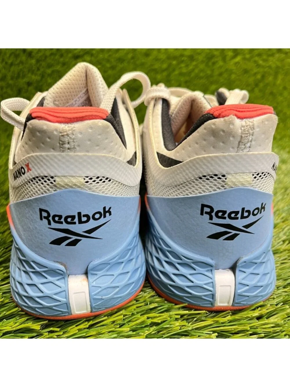 Reebok Nano X Womens Size 8.5 White Blue Orange Athletic Running Shoes Sneakers